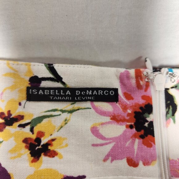 ISABELLA DeMARCO Feminine Romantic Linen Blend Ivory Floral Print Skirt Size 12. - Picture 11 of 16